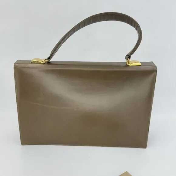 Vintage 1950s Dafar Brown Leather Handbag Purse - Picture 3 of 15